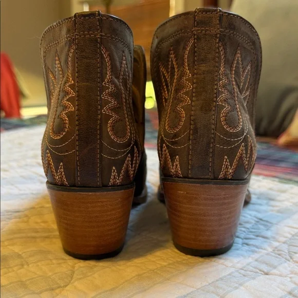 Ariat Dark Brown Embroidered Ankle Boots - Picture 2 of 3